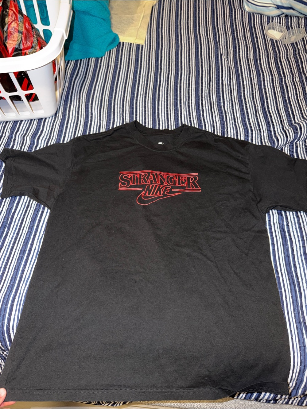 Nike Black Short-Sleeve Tee with Red Stranger Logo